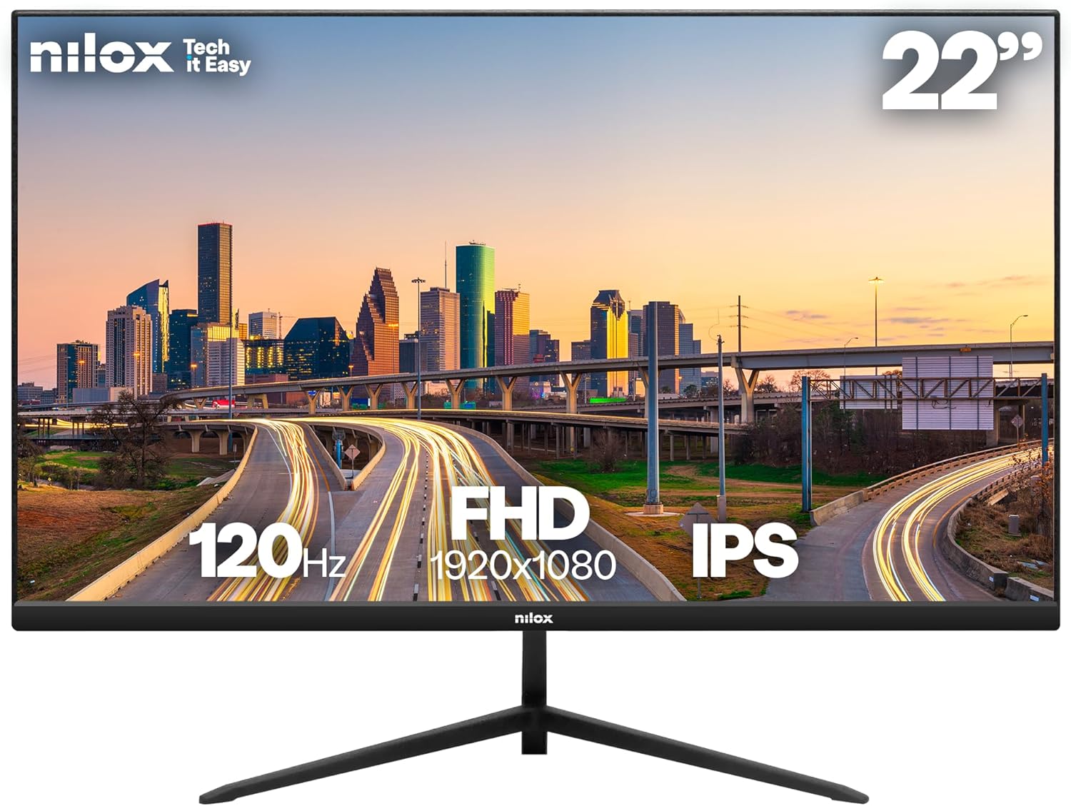 Nilox NXM22FHD1202 Monitor Gaming 22” IPS Full HD, Frequenza 120 Hz, Tempo 4 ms, Connessioni HDMI/VGA, Riduzione Luce Blu, Supporto VESA 75×75 mm