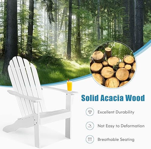 Miniatura 5 de Tangkula Silla Adirondack, tumbona Adirondack de madera de acacia, sillones para exteriores con asientos de listones, resistente a la intemperie