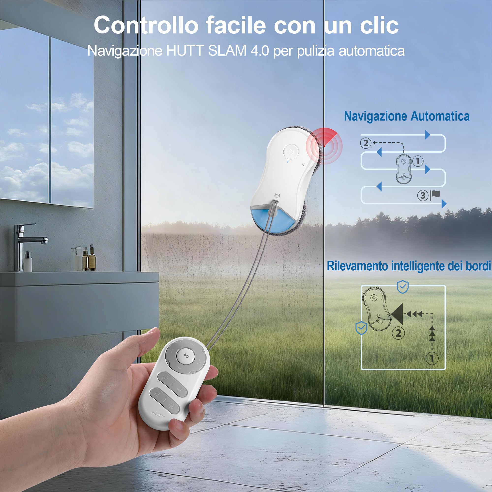 HUTT S55 Pro Robot Lavavetri con Pad Flottanti 3D, Aspirazione fino a 6500Pa, Spruzzo HydroJet, Navigazione SLAM 4.0, Serbatoio 80ml, Sistema di Protezione Multilivello