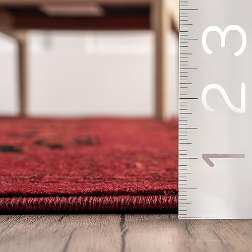 Miniatura 2 de nuLOOM Diandra Alfombra de área con motivos tradicionales, 4 x 6 pies, color rojo