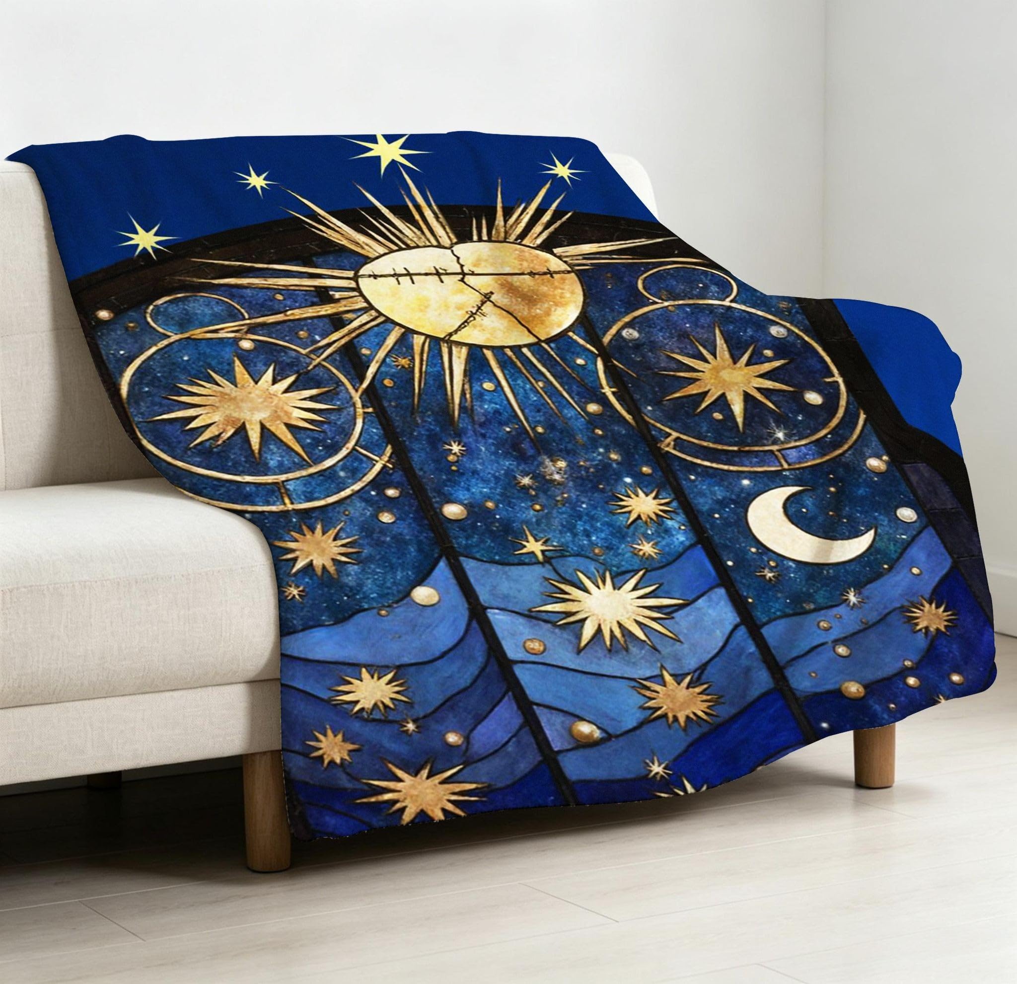 Coperta Pile Matrimoniale 240x260 cm Quadro Blu, Coperta XXL Super Morbida Multiuso Come Copriletto o Plaid da Salotto, Calda e Leggera, Protezione dal Freddo, AW7002
