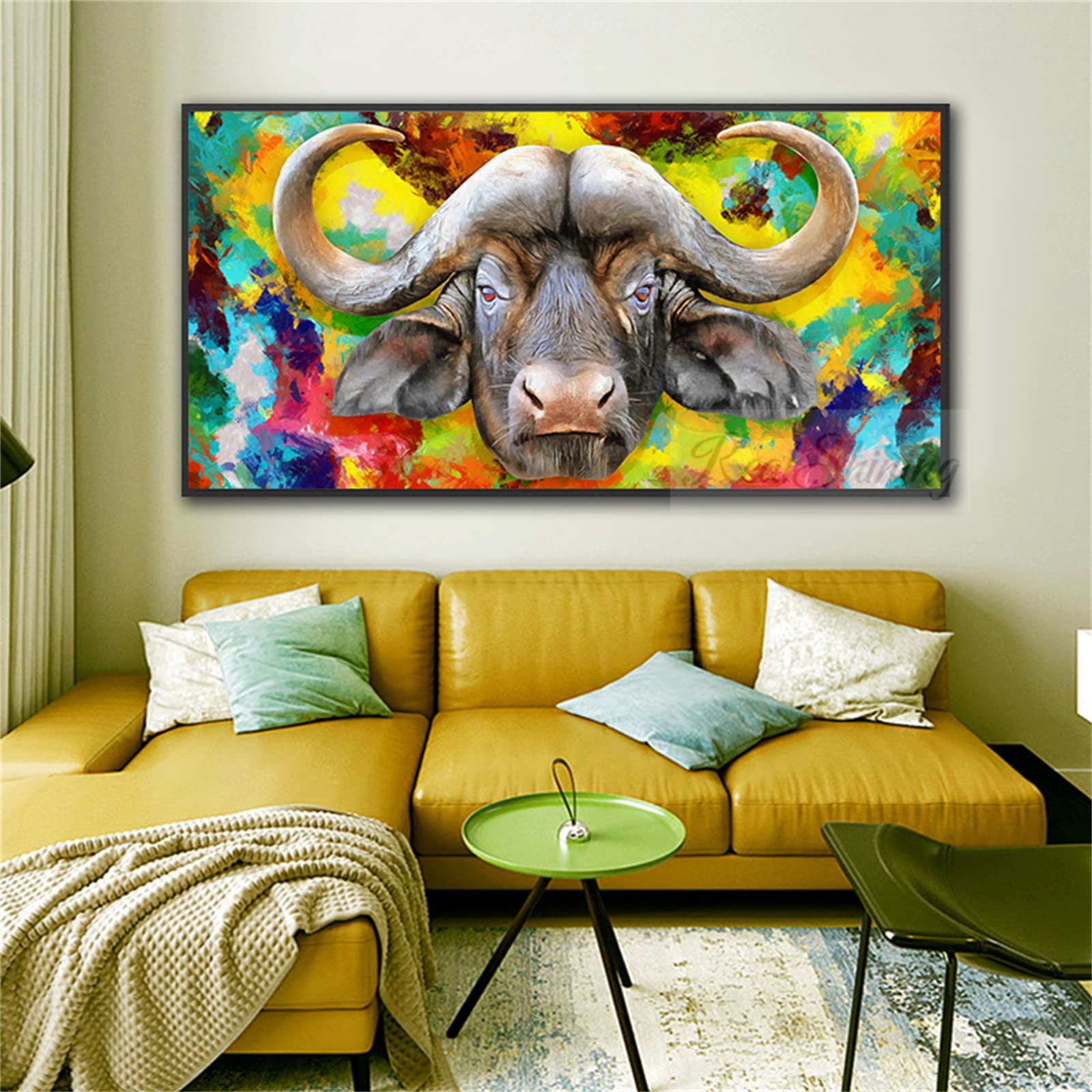 Diamentowa sztuka kolorowa, krowa diamentowa, duże zestawy do haftu krzyżykowego dla dorosłych, 50 x 100 cm, do samodzielnego wykonania malowania diamentami 5D po numerach, dla dzieci, początkujących, pełne diamenty, haftowanie, płótno, dekoracja ścienna