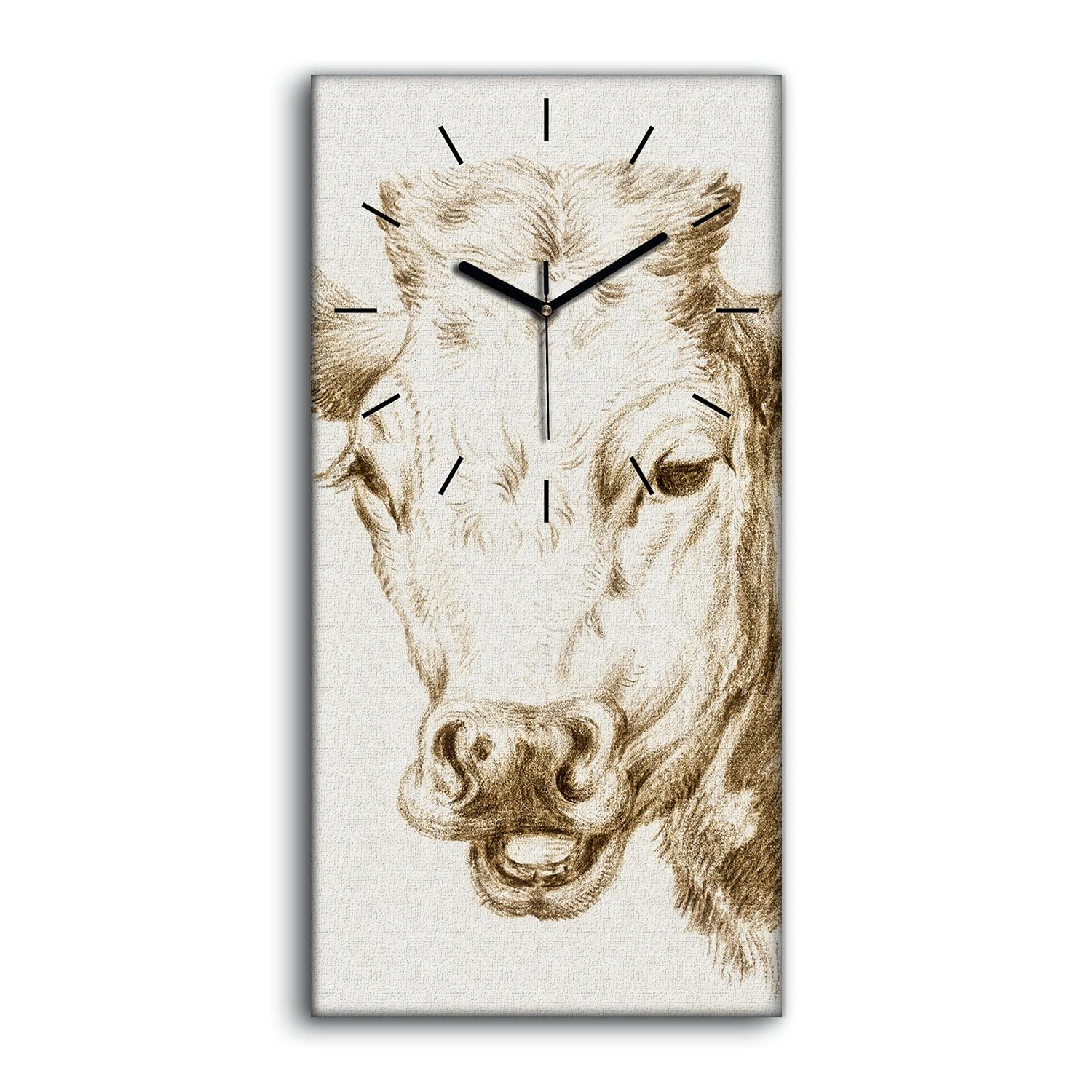 Horloge sur Toile Vache Design Rustique Moderne pour Cuisine et Sejour