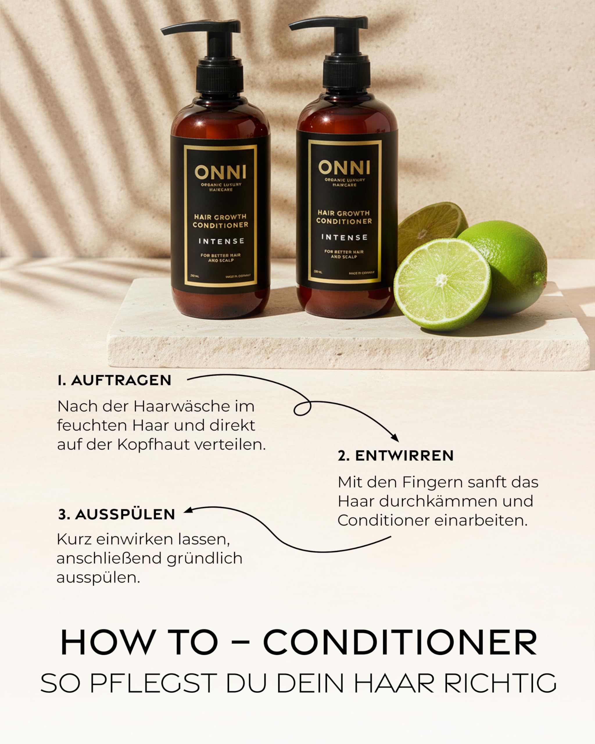 ONNI – INTENSE Conditioner für Haarwachstum 250ml – Haarpflege mit Follicusan & Koffein – Hair Growth Haar Spülung strapaziertes, trockenes Haar, ideal auch für Locken. silikon- & parabenfrei