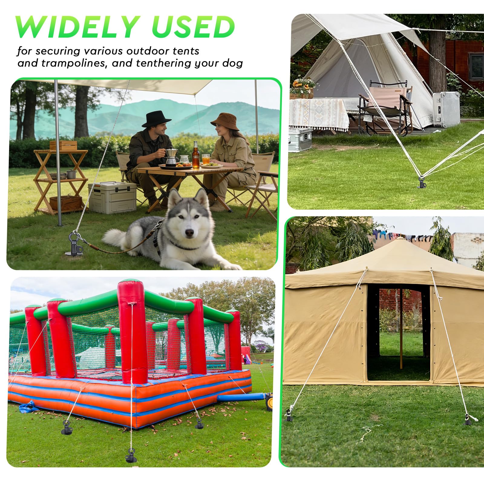 SWAWIS Piquet d'attache pour Chien Noir 38cm avec Anneau Rotatif à 360°, pour Chiens Pesant Moins de 100kg, avec Brosse de Nettoyage et Levier, pour Camping Plage Pelouse, sans Enchevêtrement