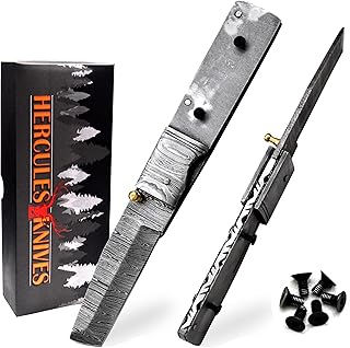 Custom Hand Forged Damascus Steel Blank Blade Tanto Folding Knife Pocket Knife DIY Knife Making Supplies Damascus Bolster - Hercules Knives
