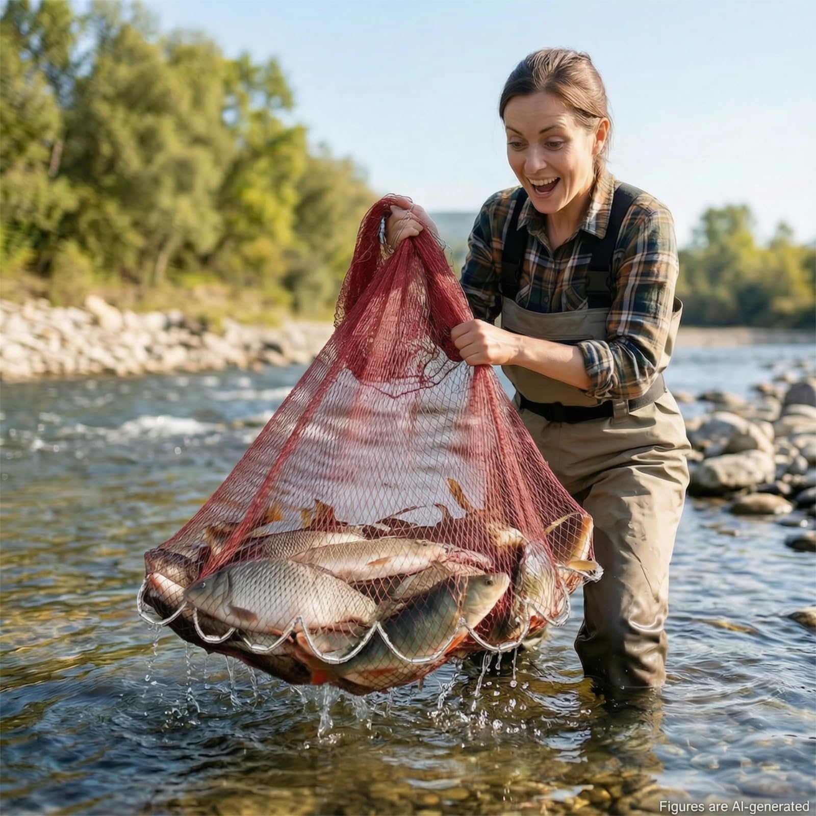 Filet de pêche, filet de pêche de 1,5 à 2,4 m, maille de 1 cm et 1,6 cm