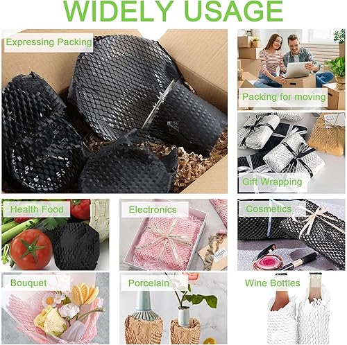 Miniatura 6 de Papel de embalaje de panal de abeja, rollo de envoltura de acolchado de panal de abeja de 15 pulgadas x 131 pies, hojas de papel de embalaje para