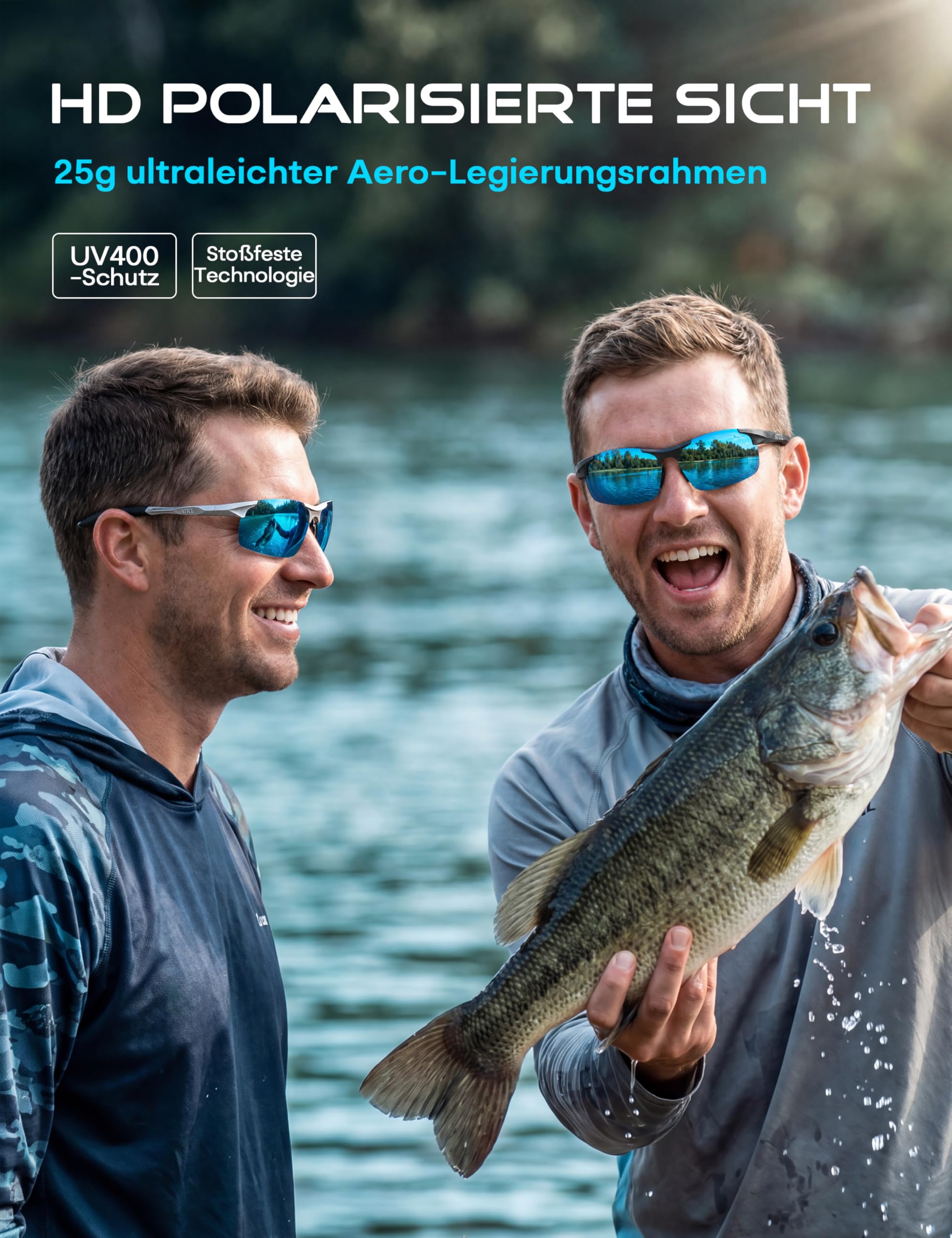 ATTCL Sonnenbrille Herren Polarisiert Für Sport: UV Schutz Leicht Wrap-Around AL-MG Rahmen Verspiegelt Autofahren Angeln Golf