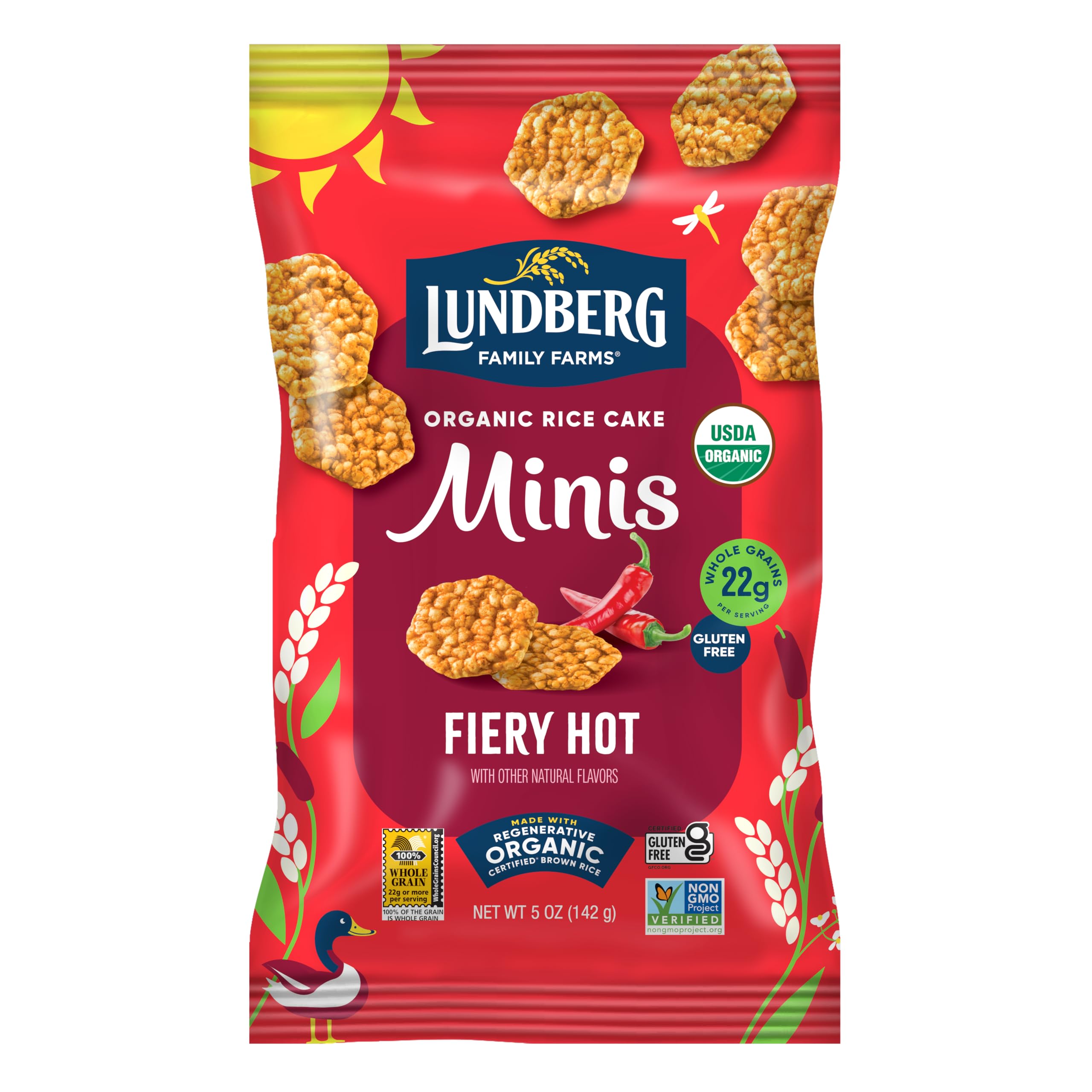 Lundberg Organic Rice Cake Minis, Gluten-Free, Vegan, Fiery Hot, 5 Ounce