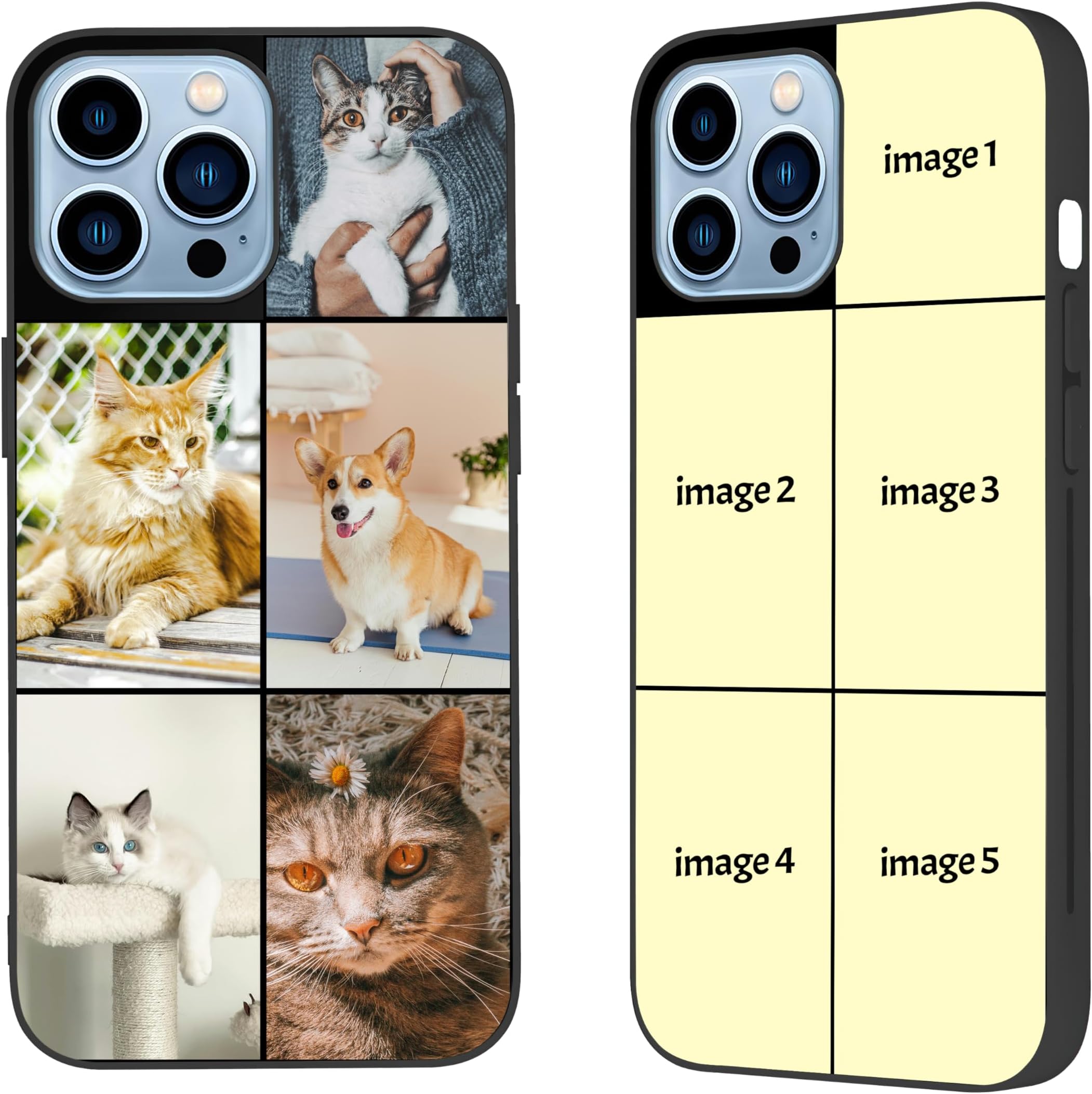 Custom Photo Phone Case Designed for iPhone 15 14 13 12 11 Pro Max Plus Mini 7/8, Personalize Images Design Your Own iPhone Cover for Family Friends Couple Gift(5 Images