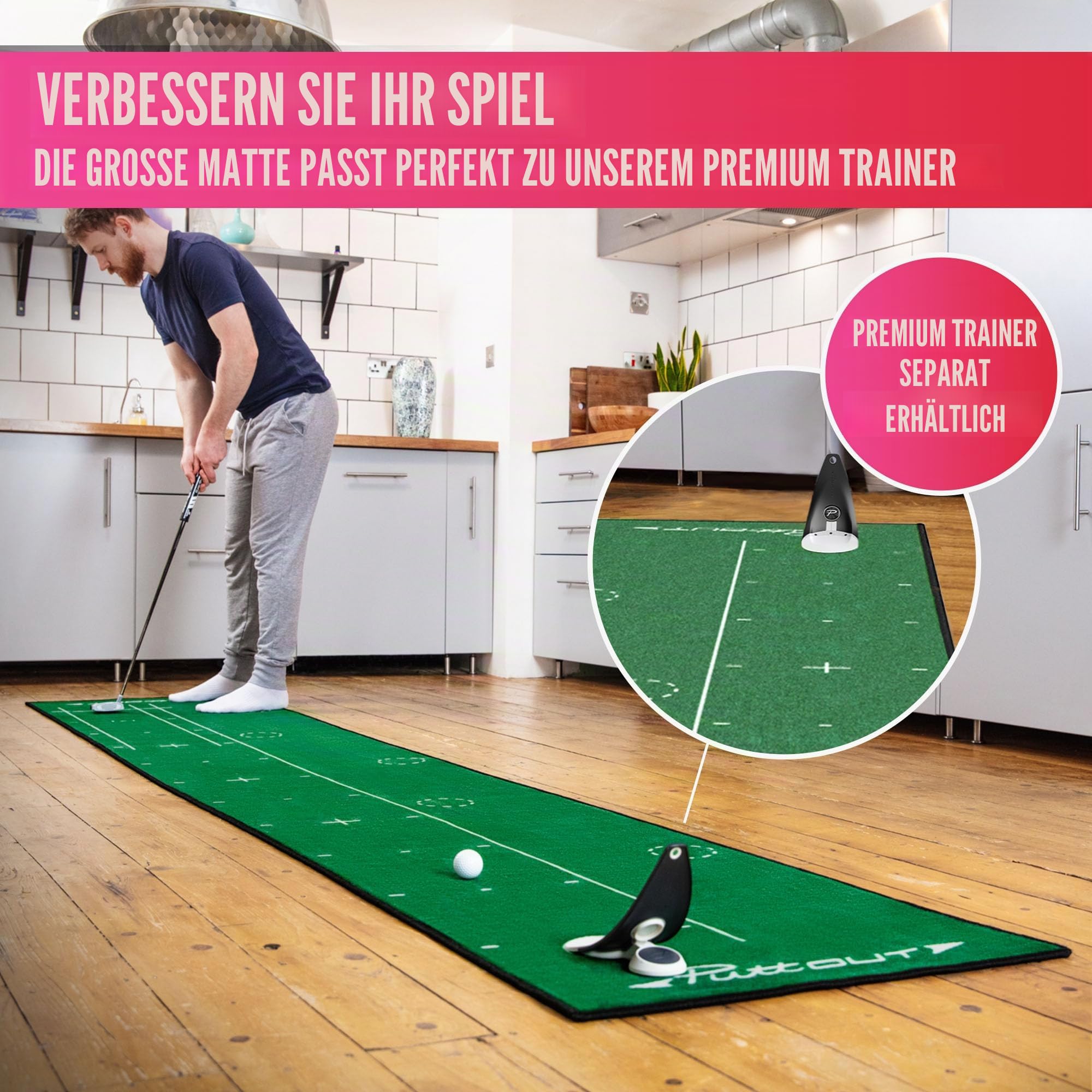 PuttOut Golf-Puttingmatte, groß, 367 x 67 cm