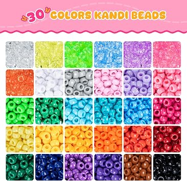 Simetufy 10000Pcs Pony Beads Bulk 30 Colors for Kandi Bracelet Making | DIY Key Chains Rainbow Hair Braiding Kids Jewelry Crafts Gifts (5.73lb,3 Tier Stackable Organizer)