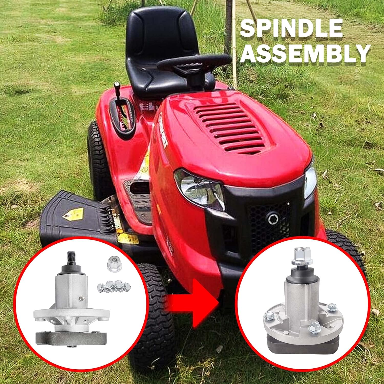 42" Deck Spindle Rebuild Kit with Belt for John Deere L110 L118 L120 L108 L111, Includes 2 Spindles for GY20050 GX20250 GY20785 GY20995, 1 1/2"x104" Belt for GX20072 GY20570