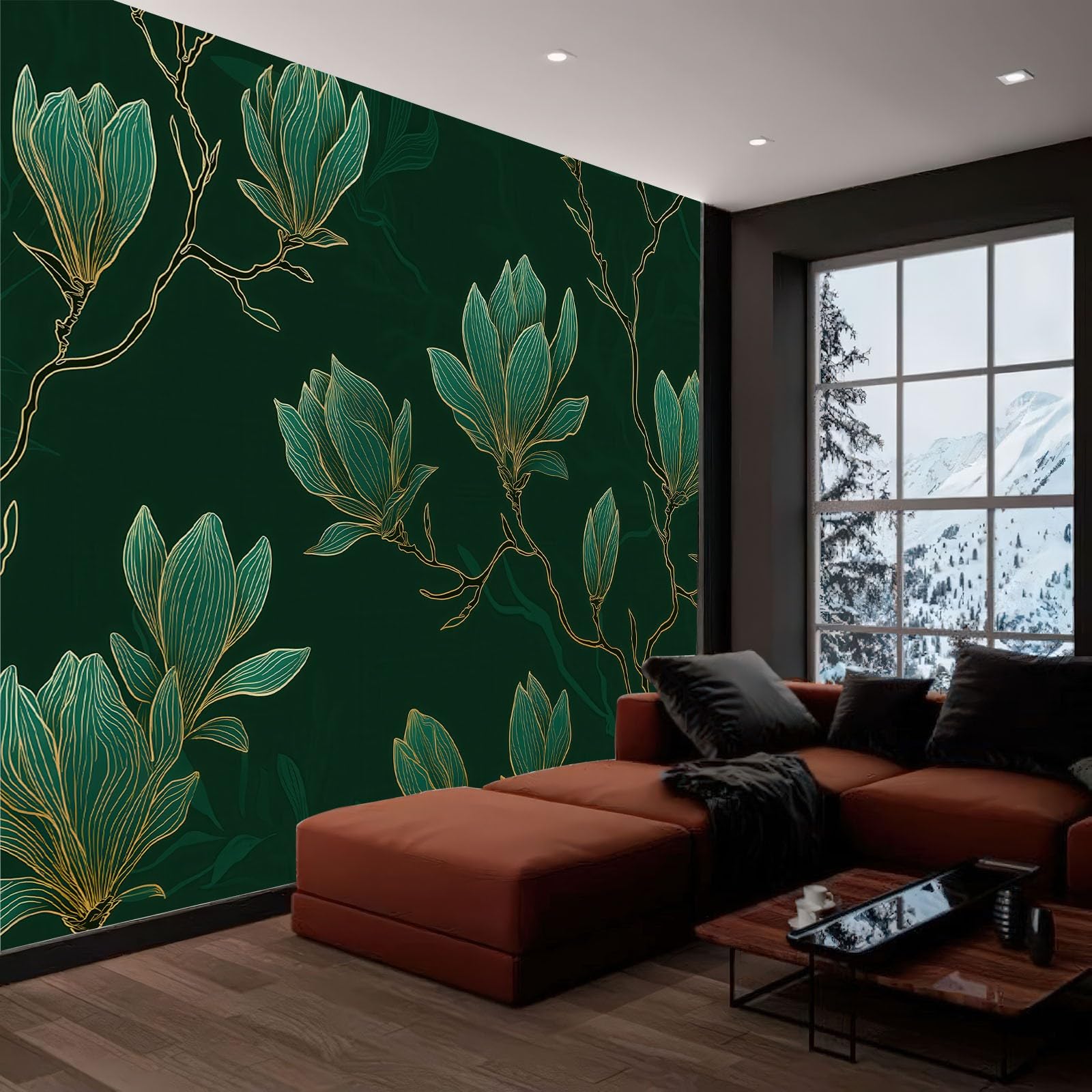 Roślina Magnolia Kwiaty Tapeta 3D Fototapety 450 x 315 cm Nowoczesne Fototapety, Chiński Styl Plakat Dekoracja Ścienna Do Salonu Sofa Tv Hotel Tematyczny Korytarz