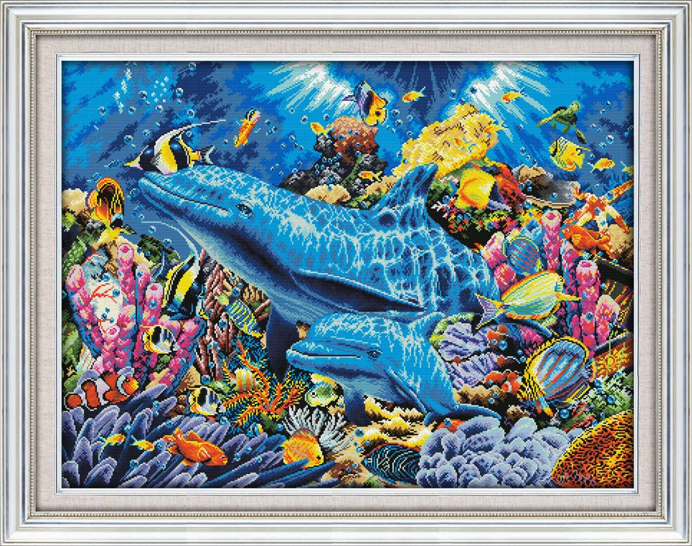 Joy Sunday Underwater World Cross Stitch Pattern Kits Handcraft Make Embroidery with Chart 14CT Stamped D952