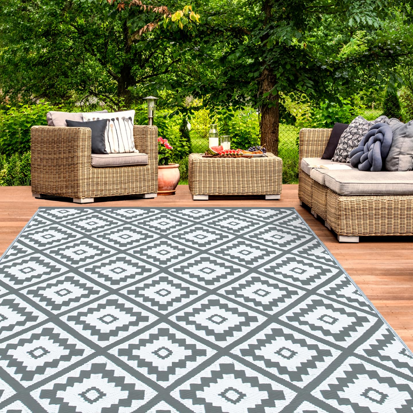 IDMarket - Tappeto esterno Bahamas grigio 270 x 470 cm