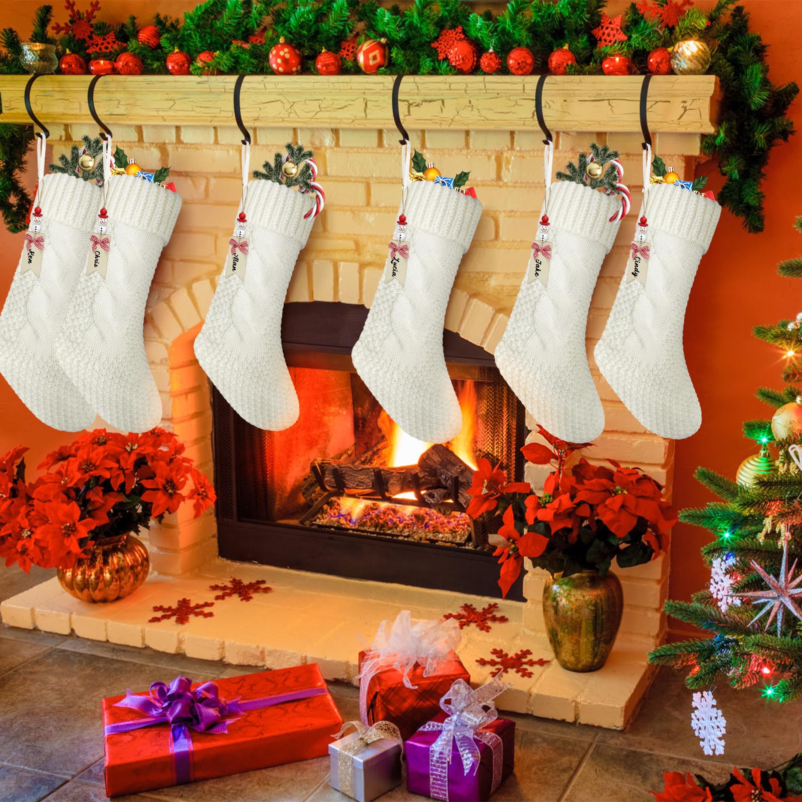 Caino Calza di Natale, 3 Pcs Calza di Natale Decorazioni Natalizie