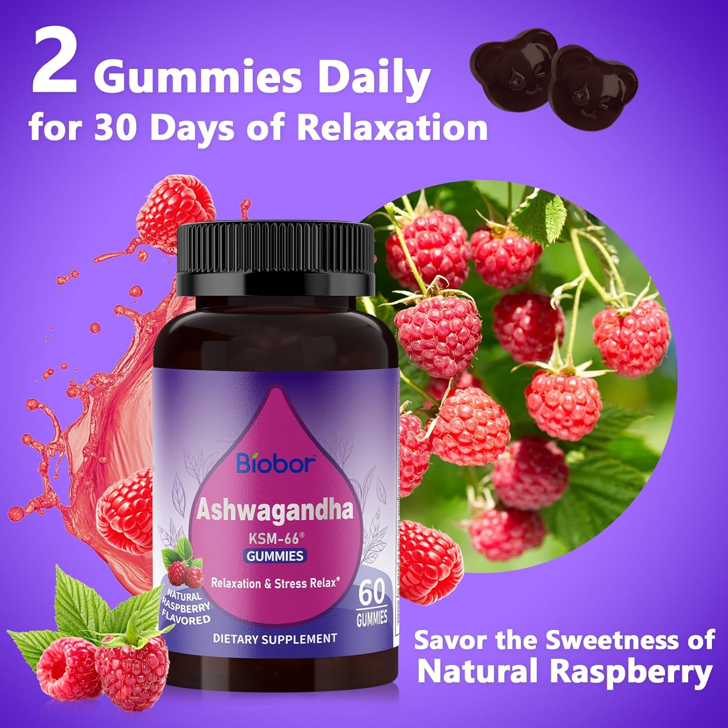 Ashwagandha Gummies, KSM-66 Ashwagandha Root Extract with Vitamin D3, Relaxation Support & Immune Support for Adults - GMO Free, Gluten Free - Image 3