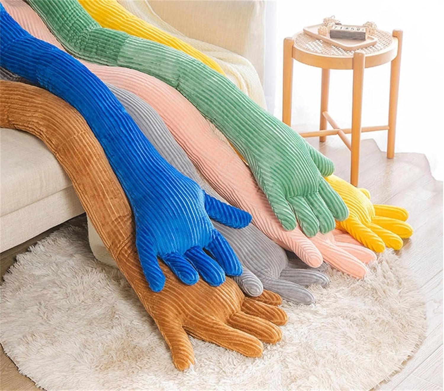 Cute Palm Pillow Simulation Palm Plush Pillow Soft Sofa Bed Pillow Funny Bedroom Decoration Office Chair Cushion (62.9in, Yellow)