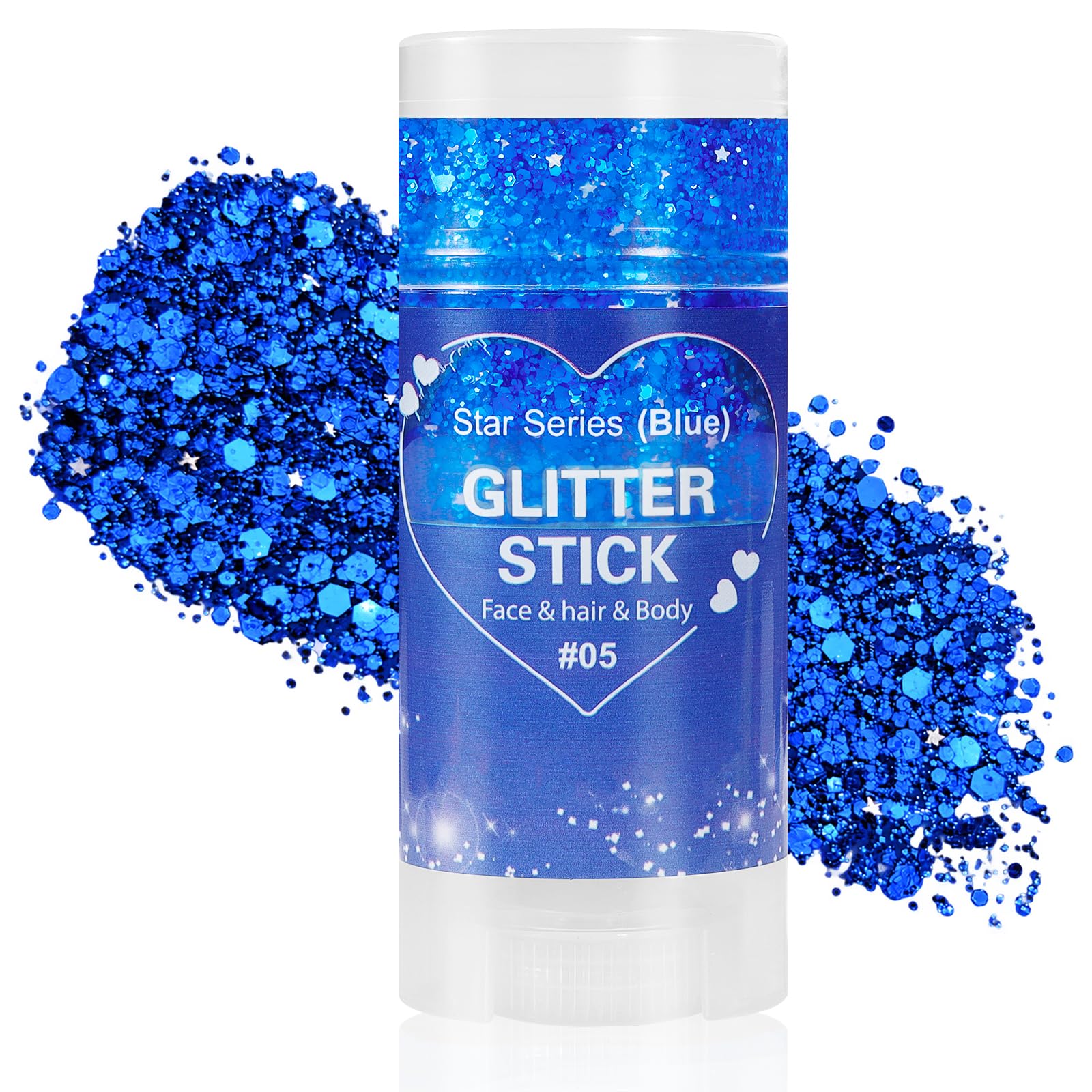 Mysense Blue Face Hair Body Glitter Stick,4th of July Accessories and Outfits for Women Girls Kids,USA Flag Makeup for Independence Day Memorial Day Veterans Day,Festival Rave Accessories
