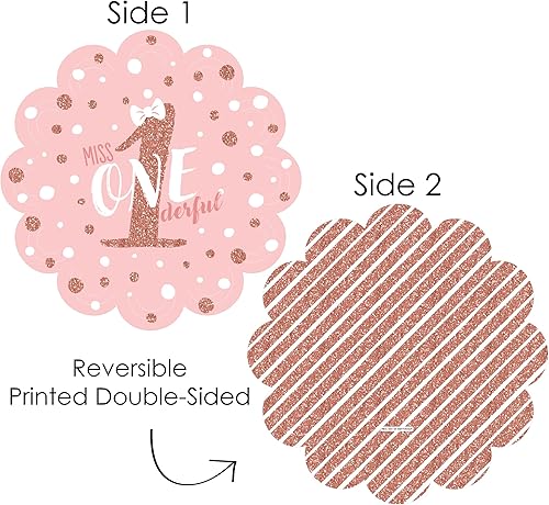 Miniatura 3 de Big Dot of Happiness 1er cumpleaños Little Miss Onederful - Decoración de mesa redonda para fiesta de primer cumpleaños de niña, cargadores de