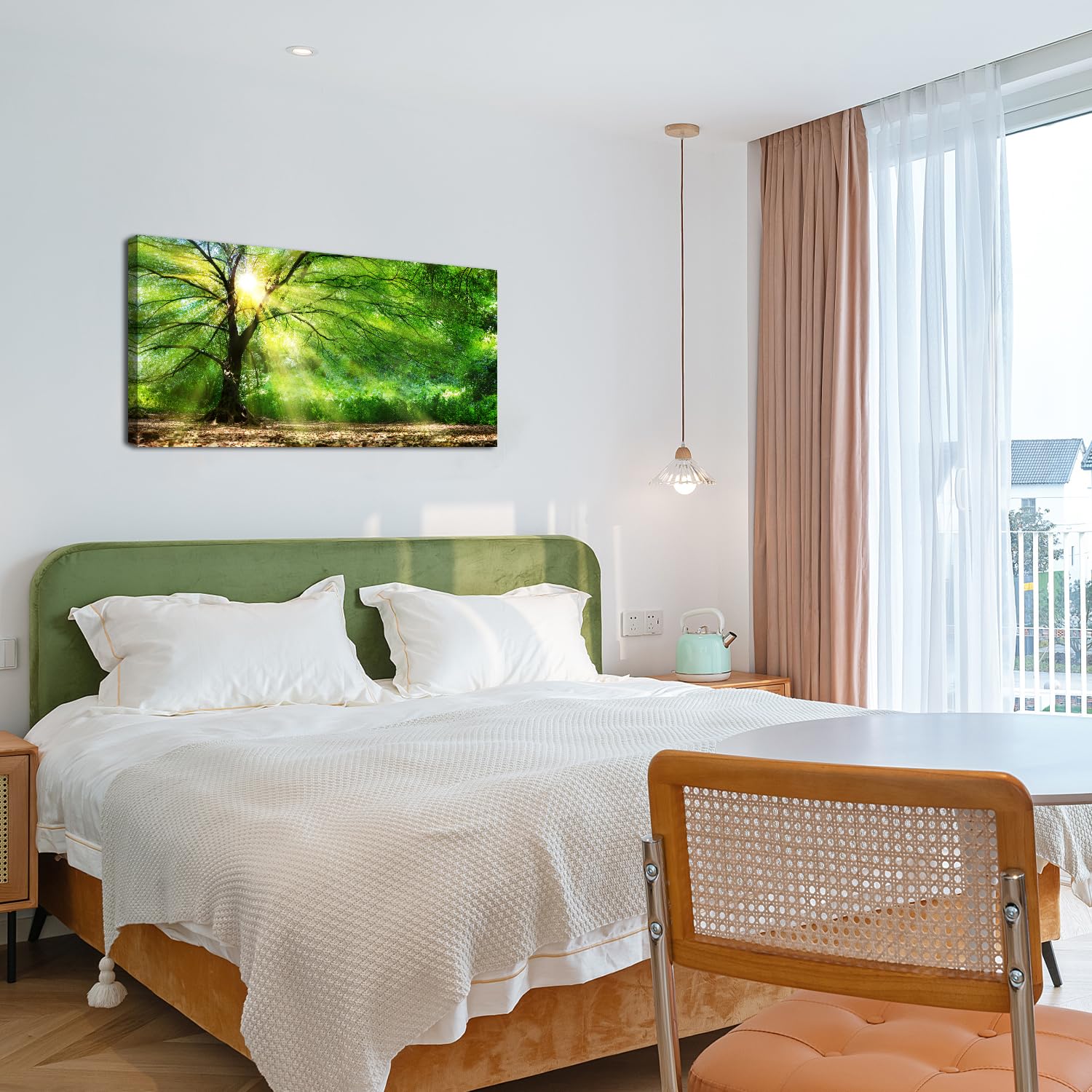 Tapiz De Pared Bosque Natural 200x200 Cm - Diseño Paisaje Verde, Decoración Hogar, Poliéster