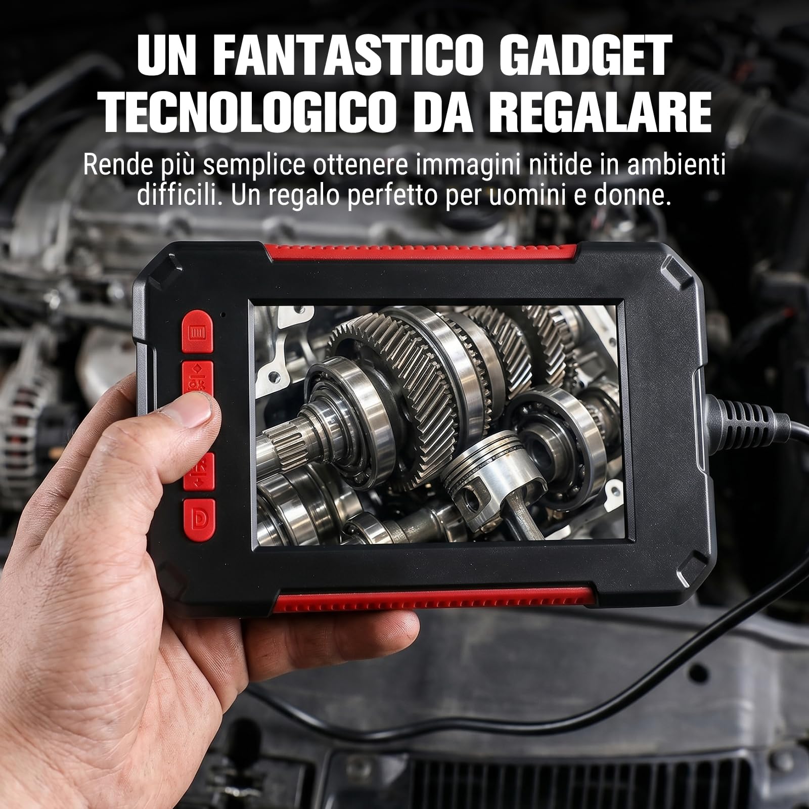 Endoscopio Industriale P40, Fotocamera Borescope 3,9 Mm con Telecamera di Ispezione HD 4,3 ", 1080p HD, IP67 Impermeabile per Motore Automobilistico, Gasdotto, Sistemi di (5m)