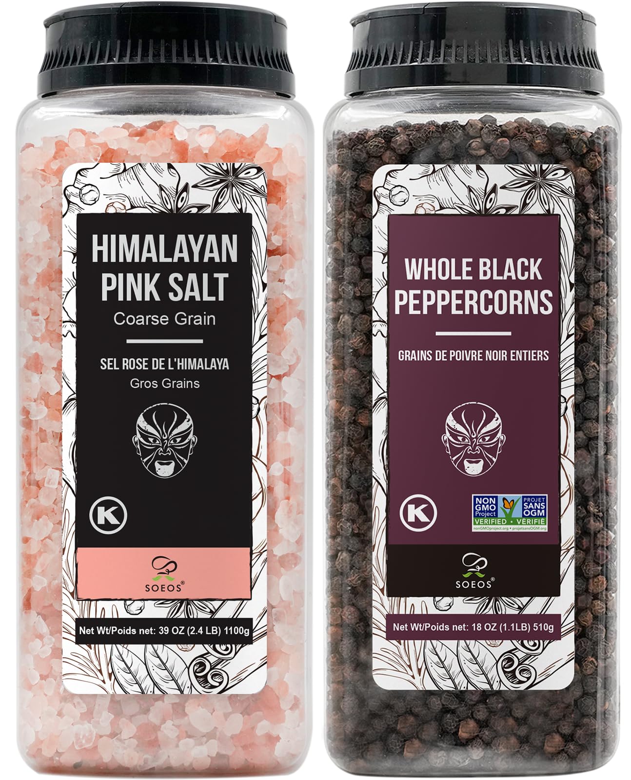 Soeos Premium Black Peppercorns 510ml