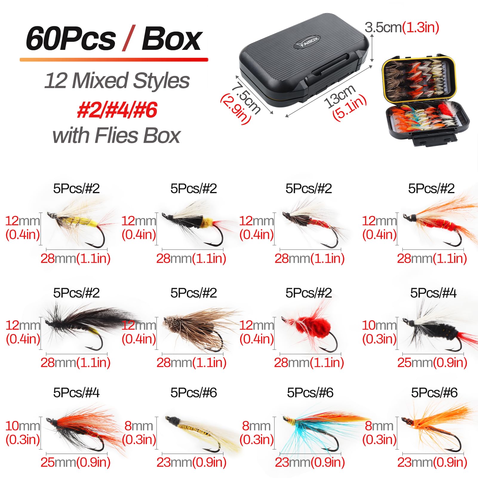 Fly Fishing Flies Assortment Kit Dry Wet Nyphms Tenkara Popper Streamer Woolly Bugger for Trout Bass Salmon Steelhead with Fly Box