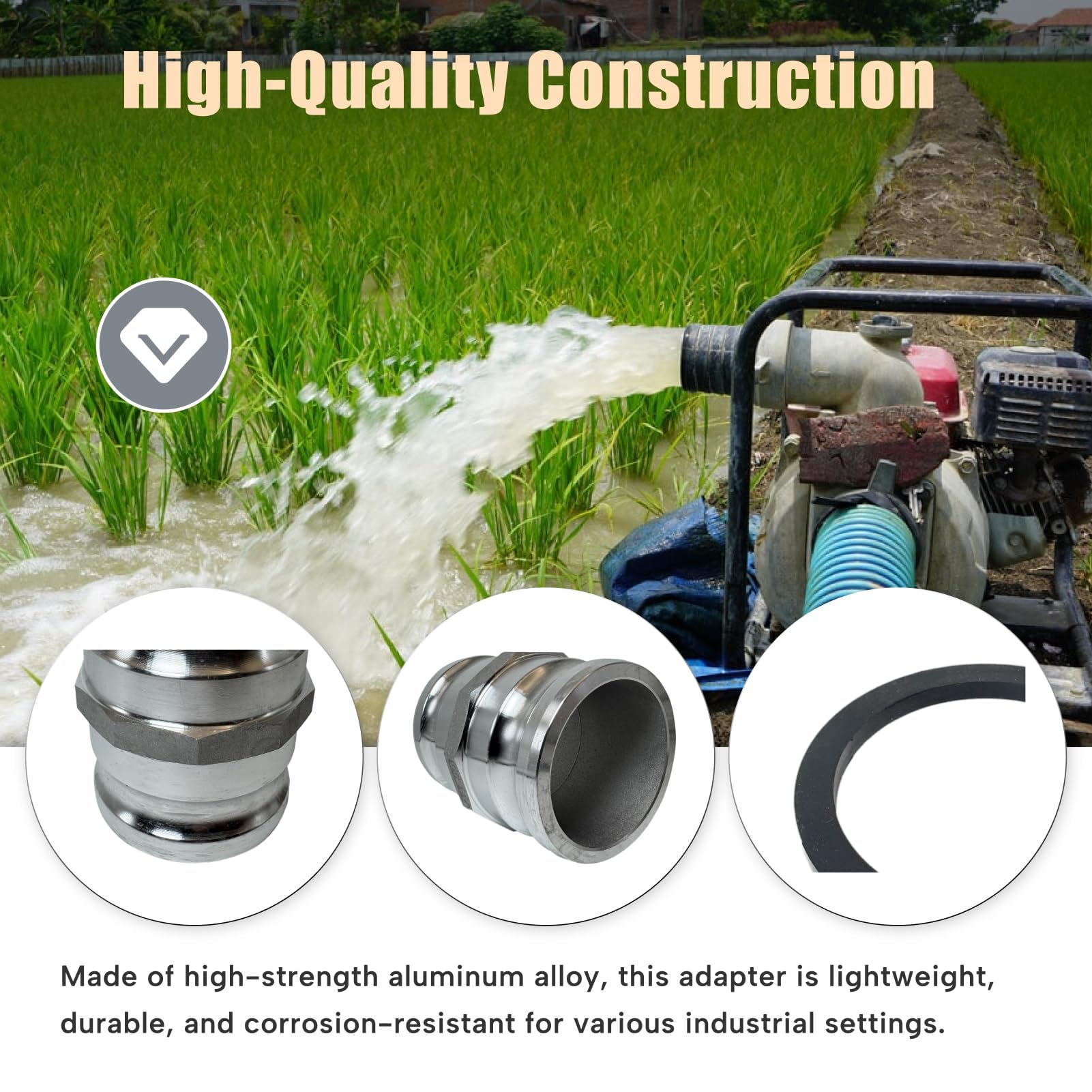 Adaptador de bobina de leva y ranura tipo AA de 3 pulgadas para Camlock macho de 3 pulgadas x 3 pulgadas macho Camlock conector de montaje de camlock resistente, material de aluminio con