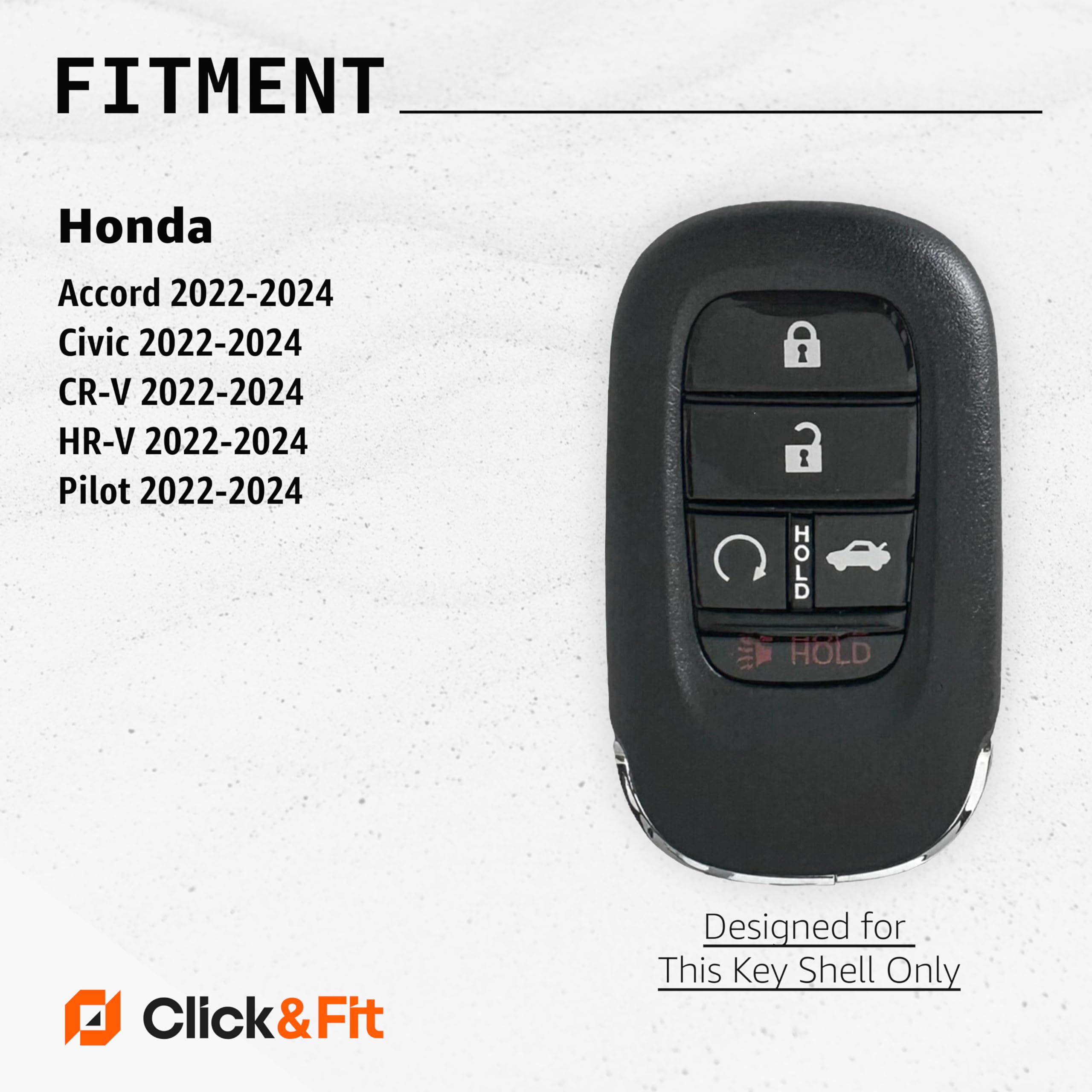 Silicone Key Remote Cover Case For Honda Civic, Accord, CR-V, Pilot 2015-2018 – Black