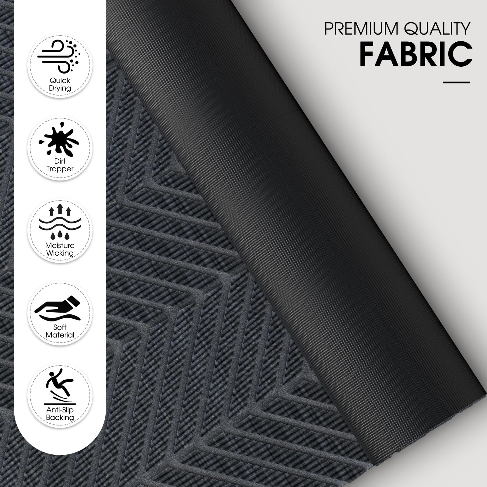 UHOUSEST Door Mat Outdoor & Indoor Washable, Door Mat Non Slip Heavy Duty, Dust Grabbing, Absorb Water - Image 3