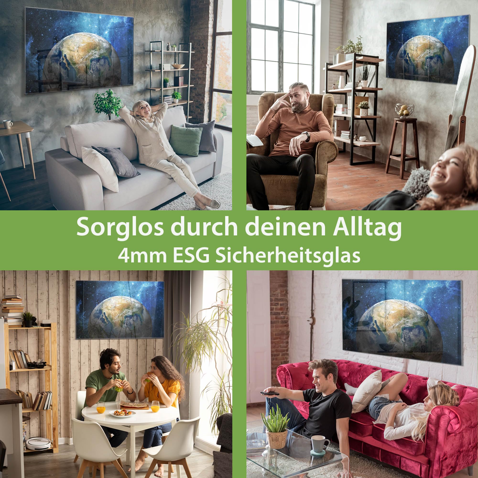 banjado Glas-Magnettafel in 75x50cm, beschreibbar und magnetisch