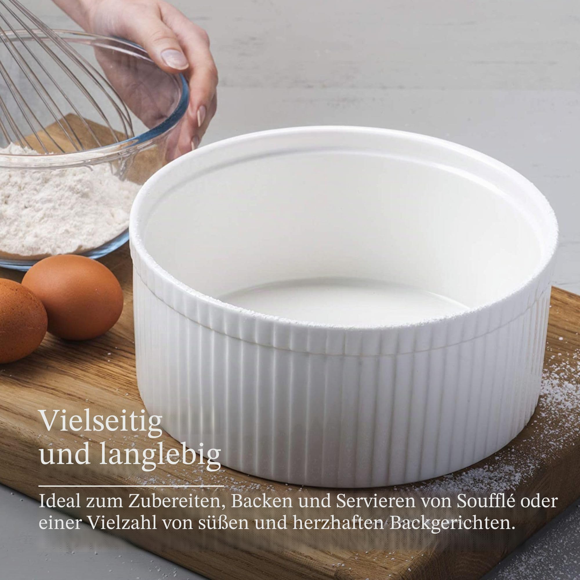 WM Bartleet & Sons Souffléform aus traditionellem Porzellan, Weiß, weiß, 22 cm