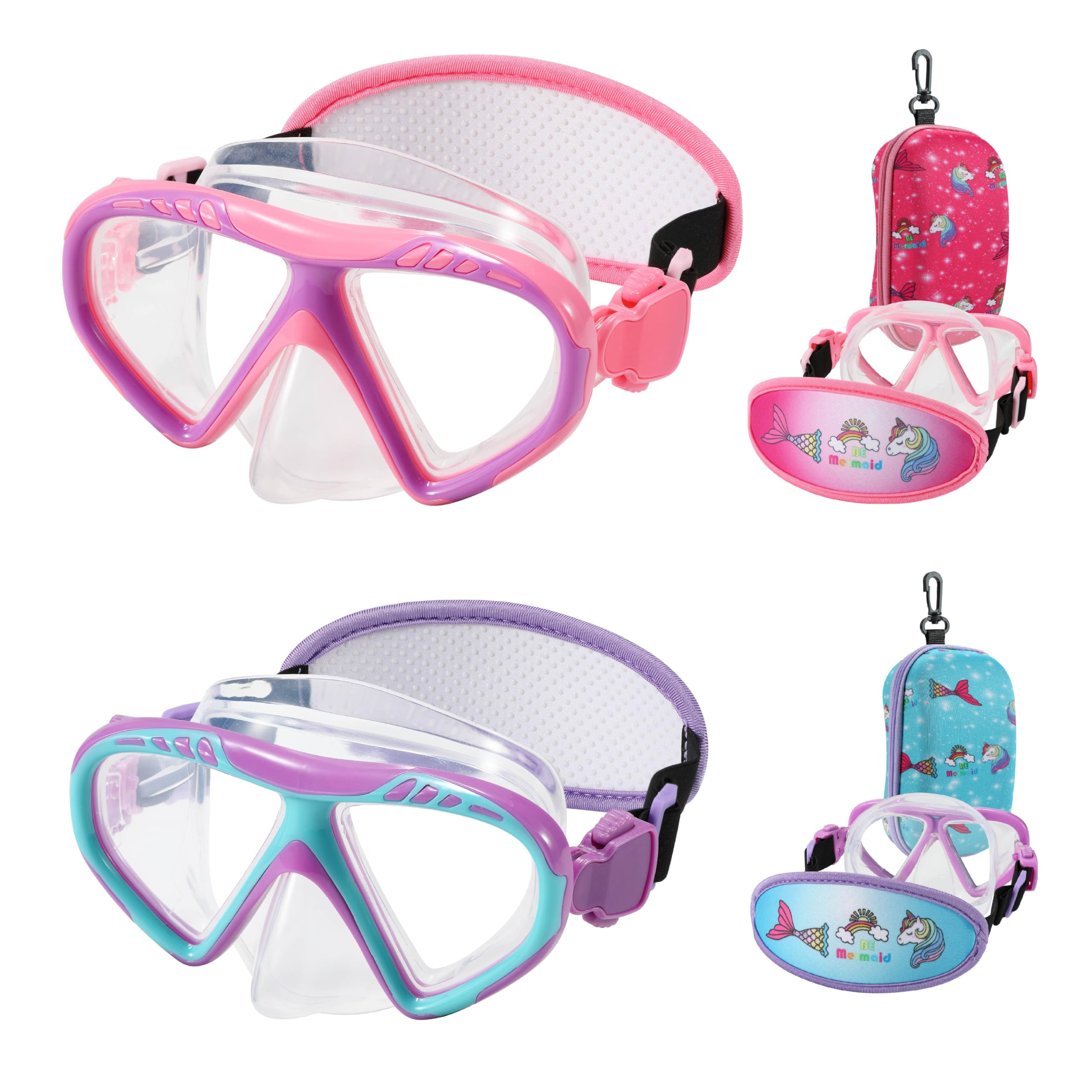Gafas de natación para niños pequeños, máscara de natación para niños sin tirones de pelo, antivaho para niños