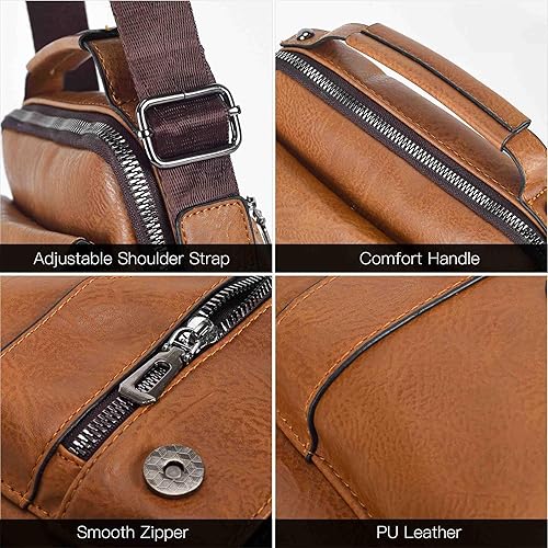 Miniatura 6 de Bolso cruzado pequeño para hombre, de piel sintética, bolso de mensajero, bolsa cruzada, bolsa de hombro, bolsa de pecho, trabajo, viajes al aire