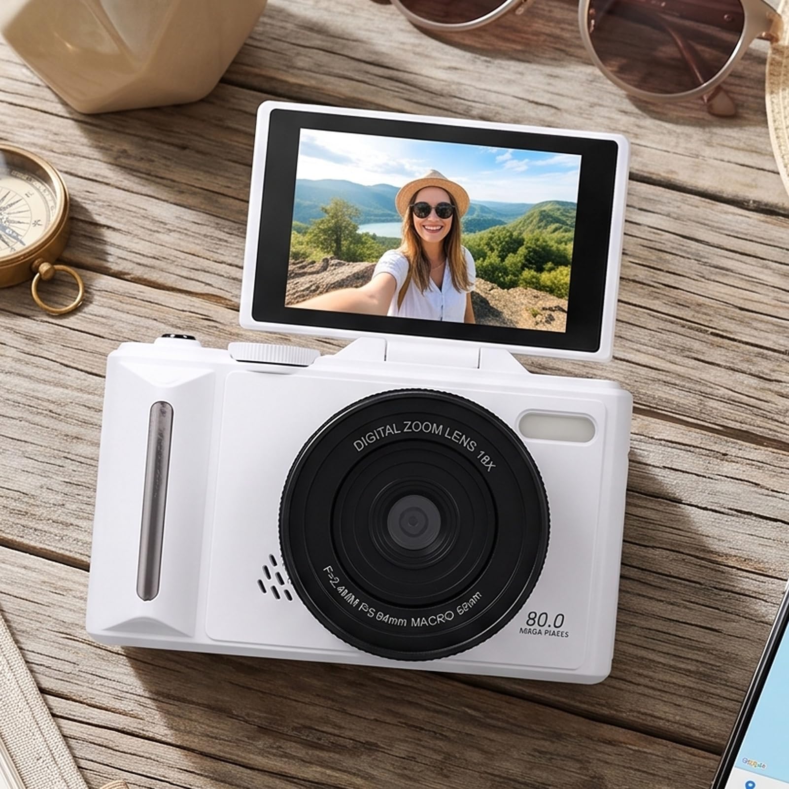 Fotocamera Digitale 5K, Zoom 18X WiFi Schermo Flip 3.0 Pollici, | Videocamera Vlog con Messa a Fuoco Automatica, Risoluzione Foto 80MP, Ideale per Viaggi, Registrazione Mentre Si carica.