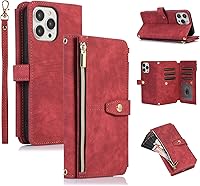 Vista 28 de UEEBAI Funda para iPhone 12 Mini de 5.4 pulgadas, 9 ranuras para tarjetas, cartera de cuero retro a prueba de golpes, con correa de mano, ranuras