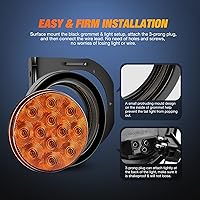 Vista 4 de Nilight 4 pulgadas redondas luces traseras de remolque con ojales de montaje empotrado, enchufes con soportes de montaje, 2 piezas, luces de giro