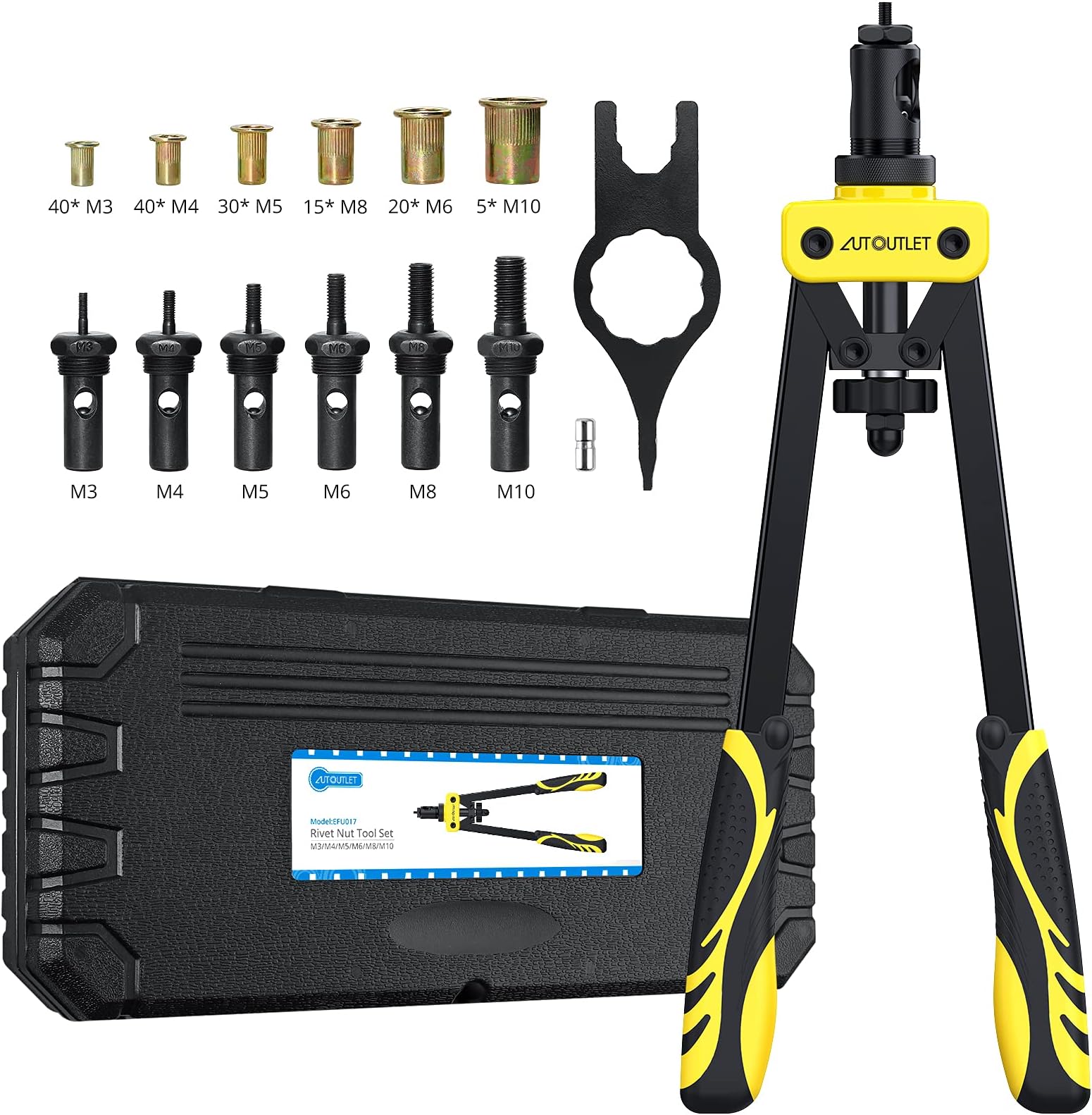 VonHaus Rivet Nut Gun Rivnut Tool Hand Riveter Pliers Set Rivet