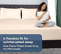 Vista 8 de Royale Linens Sábana bajera ajustable de algodón 100% orgánico - Tejido percal - Sábanas bajeras de bolsillo profundo súper suaves - Sábana elástica