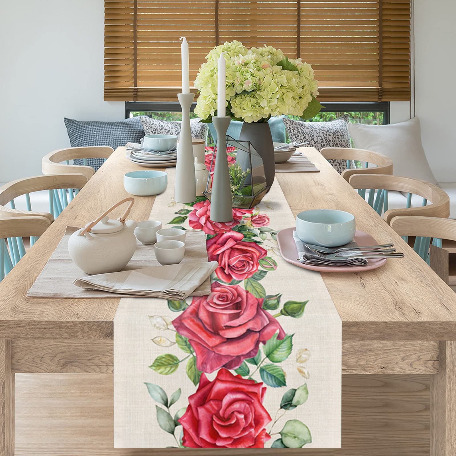 Promo Chemin De Table En Toile De Jute, Vase Avec Eucalyptus, Vase Vert Plateau Bougie Tronc Darbre 30 Cm Marque Places Rondin De Bois En Sachet De 4 1395684