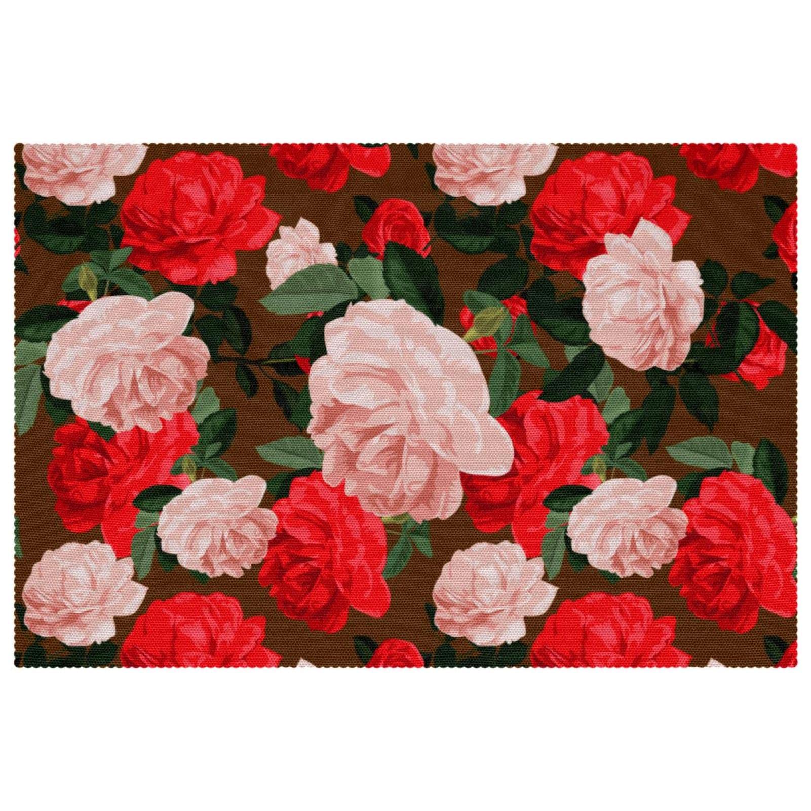 Sets de table motif camélia rose en tissu Oxford pour vos repas de famille