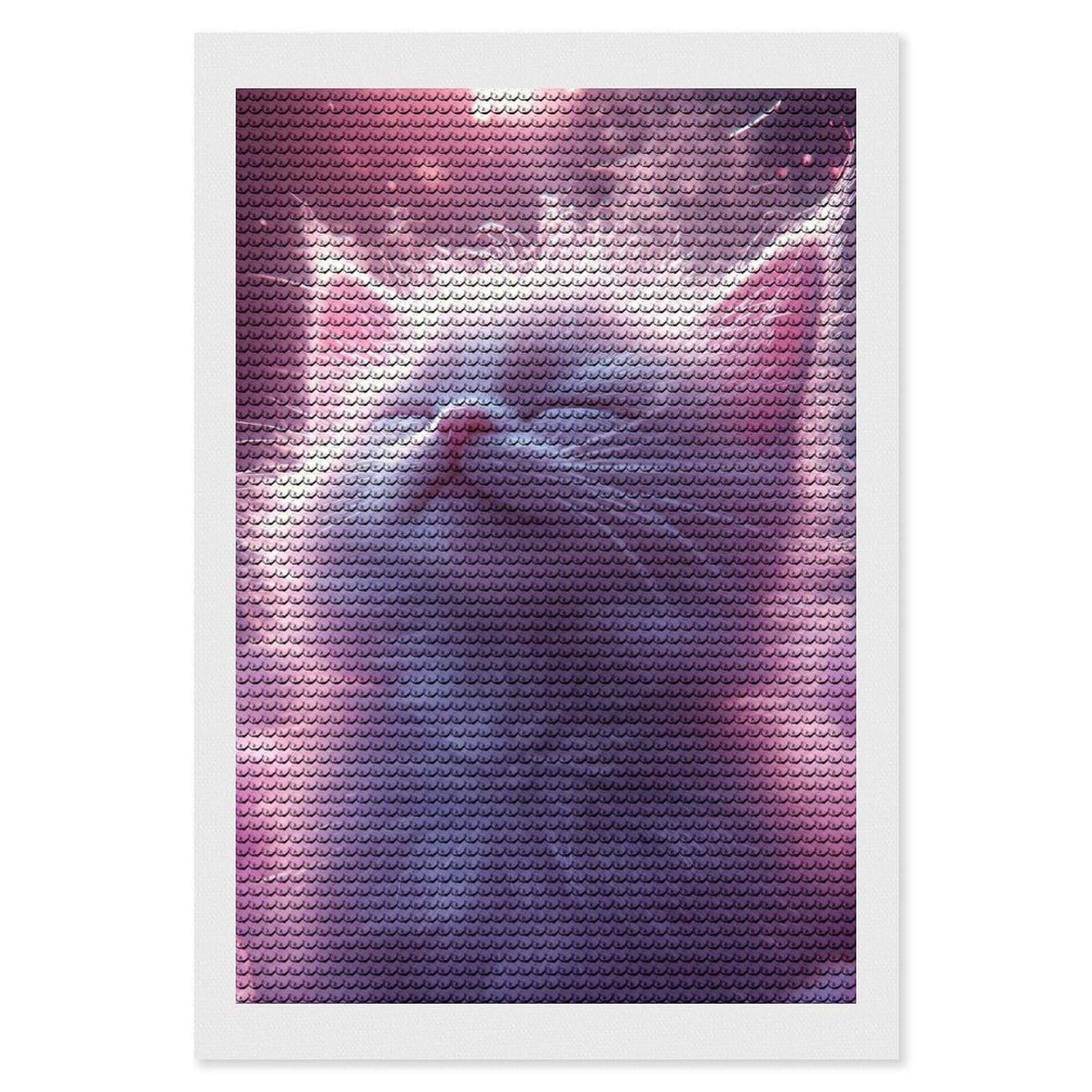 Junmoney Dreamy Kitten Portrait Diamond Art Kit 8"x12", for Beginners, Vintage Style Decor, Good for Quiet Evenings, Festive Craft Gift
