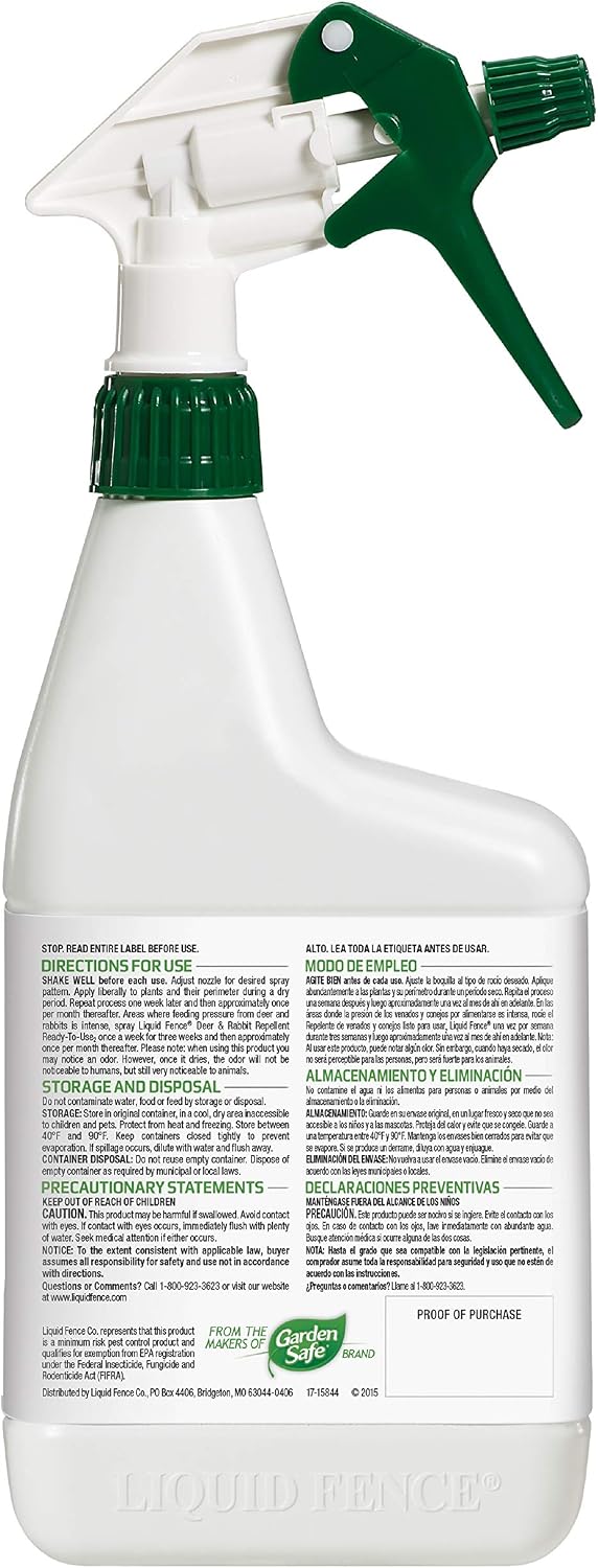 Liquid Fence Deer & Rabbit Repellent Ready-to-Use, 32-Ounce, 4-Pack