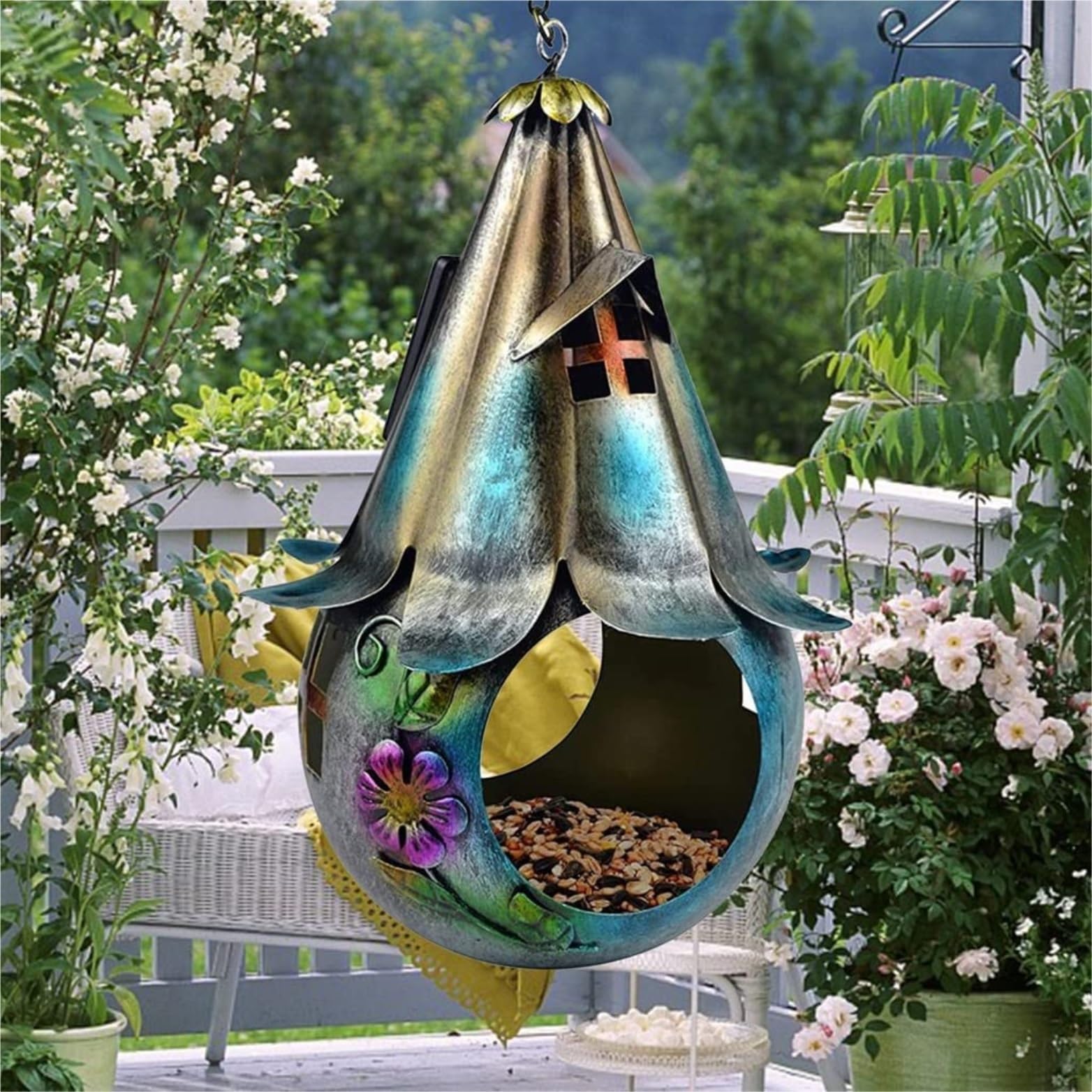 Mangiatoia per Uccellini da Esterno Mangiatoia Per Uccelli Da Esterno Mangiatoia In Ferro Lampada Da Cintura In Metallo Per Giardino Cortile Prato Decorazione Cortile Mangiatoia per Uccelli Casetta pe