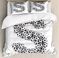 Vista 116 de Ambesonne Juego de funda de edredón color menta, líneas onduladas horizontales a rayas blancas abstractas de tonos suaves, exhibición de arte