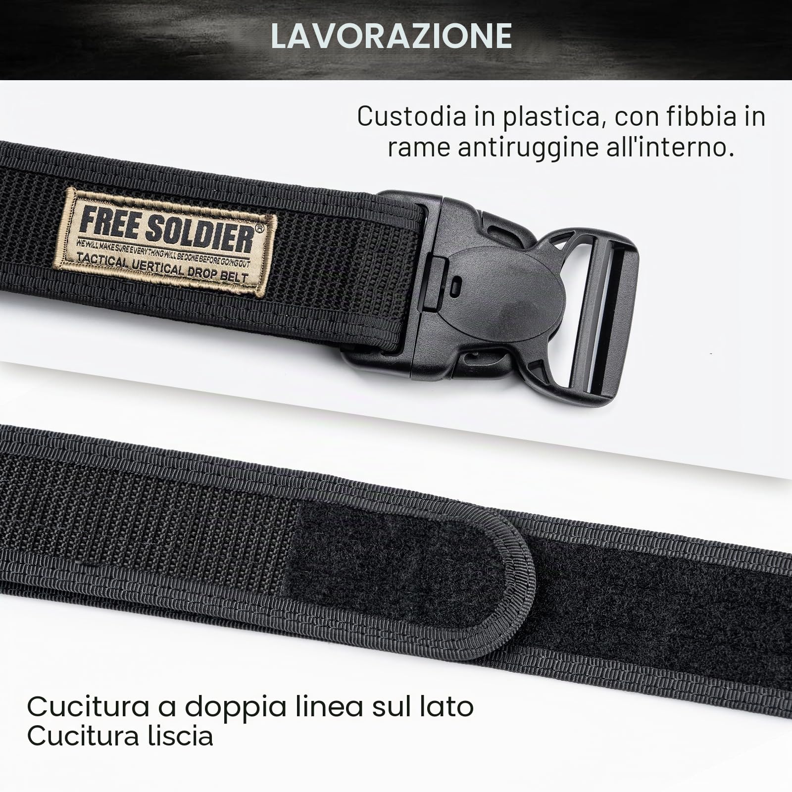 FREE SOLDIER Cintura Tattica da Combattimento Cintura Esterna Regolabile Utilità Militare per Equipaggiamento di Polizia per Esercito, Caccia, attività all'aperto