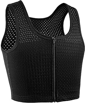 XUJI Chest Binder FTM Transgender Zip Up Binder Breathable Breast